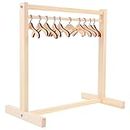 Zerodeko Doll Garment Rack with 10 Pcs Wooden Dolls Clothes Hanger, Doll Closet Mini Doll Clothes Hangers, Doll Wardrobe Furniture Accessories for Dollhouse Supplies