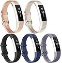 For Fitbit Alta HR Bands, Vancle Classic Accessory Band Replacement Wristband Strap for Fitbit Alta HR 2017 / Fitbit Alta 2016 Small Large (5PC(Champagne Gold+Rose Gold+Black+Navy Blue+Gray), Small)