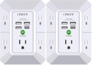 Cargadores de pared, protectores contra sobretensiones 2 piezas, extensor de 5 salidas QINLIANF con 4 puertos USB