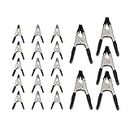 Amazon Basics 20-Piece Steel Spring Clamp Set, 15 Pack of 1.9-cm, 5 Pack of 2.54-cm, Black/Silver