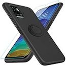 for ZTE Blade A71 /ZTE Blade 11 Prime Phone Case with Glass Screen Protector, 360° Rotatable Ring Holder Magnetic Kickstand/Stand Silicone Shockproof Protective Cover Case for ZTE Blade A71 - Black