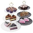 TsunNee 2 soportes para tartas de 3 niveles, platos de postre, pasteles, galletas, caramelos, torre, bandeja de servir escalonada para bodas, cumpleaños, baby shower, decoración de fiesta de té
