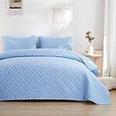 VAS COLLECTIONS® All Weather Ultrasonic 3 Pcs Comforter Set with Pillow Shams - Light Weight Bedspread/Duvet/Quilt - Double, 120 GSM | Light Blue