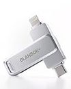 BLANBOK+ MFi Certified USB Stick 128GB Flash Drive for iPhone Photo Stick, USB C Memory Stick High-Speed USB C flash drive, Photo Storage for iPhone/iPad/Android/PC