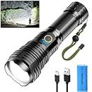 Glarylight Torches Led Super Bright, 250000 High Lumens Rechargeable Torch, XHP70.2 Powerful Flashlight with Zoomable, 5 Modes Zoomable IPX7 Waterproof Brightest Torch for Camping Emergency