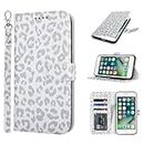 Zouzt for iPhone 7 Plus Case with Card Holder iPhone 8 Plus Leather Case iPhone 8 Plus / 7 Plus Wallet Case with Credit Slot Flip Folio Book Shockproof Protective Phone Cover 5.5" (White Leopard)