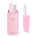 hecef Knife Set with Block, 5-Piece Non-Stick Stainless Steel Knives Set with Detachable Block and Scissors, Sharp Knives with Gift Box Pink