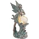 TERESA'S COLLECTIONS Garden Ornaments Outdoor for Garden Gifts, Bronze Fairy Garden Statues with Solar Light, Resin Angel Figurine for Garden Decorations Patio Lawn Balcony Yard, 31.4cm