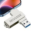 SEGGZIZE 128GB Photo Stick for iPhone Memory Stick for Photos and Videos,3 in 1 iPhone Flash Drive External Storage, USB 3.0 Flash Drive for iPhone,iPad,Type C Devices,Computer,Mac……
