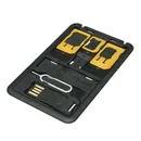 All in One Credit Card Size Slim SIM Adapter kit with TF Card Reader & SIM Card Tray Eject Pin SIM