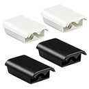 Battery Pack Cover for Xbox 360, Replacement Battery Pack Cover Shell Repair Part Compatible with Xbox 360 Wireless Controller(4 Pack, Black, White)