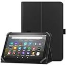 HoYiXi Universal Case for 7-8 inch Tablet Fire HD 8 2020/2022 & Fire HD 8 Plus 2020/2022 with Stand Folio and Hand Strap Protective Cover for 7"-8" Samsung Lenovo Android Tablet - Black