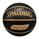 Spalding Highlight Black/Gold Rubber Outdoor Basketball, Size 7 (29.5")