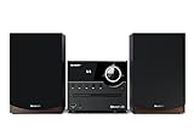 Sharp XL-B512(BR) Microcadena Sound System estereo con radio FM, Bluetooth v5.0, CD-MP3, reproducción USB, altavoces de madera y 45W color marron