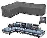 UCARE Garden Furniture Covers L-Shape Sofa Furniture Waterproof Cover 420D Heavy Duty Oxford Fabric Outdoor Patio Sectional Couch Rattan Corner Sofa Table Chair Protection with Storage Bag