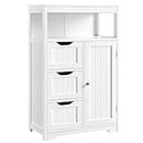 YAHEETECH Bathroom Floor Cabinet, Free Standing Wooden Storage Organizer 3 Tiers Storage Living Room Cabinet