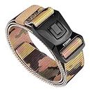 TUSHI Quick Release Tactical Belt, Military Style Nylon Web Hiking Belt with Heavy Duty Seatbelt Buckle (Camo-Khakhi)