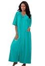 Dreams & Co. Women's Plus Size Long French Terry Zip-Front Robe, Aquamarine, 6X-Large Plus