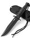 Omesio Couteau D'extérieur, Couteau De Survie, Couteau De Survie, Couteau De Randonnée à Blade Fixe, Couteau Fixe Noir