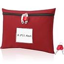 Cash Bag with Lock and 2 Keys Money Bag For Cash With Lock 11.4*8.3inch Money Bank Deposit Bag Money Bank Deposit Bag With Zipper Canvas Documents Bag For Bank Deposits Business Personal (Red)