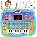 KAVANA® Educational Learning Kids Laptop Tablet Computer Plus Piano with led Screen Music Fun Toy Activities for Kids Toddlers 1 2 3 4 5 6 + Year Old albhabet Words Sound a b c 1 2 3 ((1) Blue)