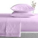 LINEN SHEETS 400 TC Premium Bedsheet Set 6 PC- Extra Long Staple Bedding- 100% Cotton Flat Sheet, Fitted Sheet with 12" Deep Pocket & 4 Pillow Cover -Lavender Solid,Single Size