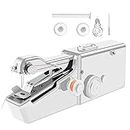 Handheld Sewing Machine, Portable Mini Sewing Machine with Accessories, Practical Electric Hand Stitching Machine for Repairing Clothing Curtain Denim Leather DIY Crafts, Home Travel Good (White)
