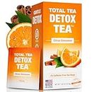 Total Tea Slimming Detox Tea Caffeine Free, Herbal Tea with Chamomile, Hibiscus Tea and Ginger Root for Colon Cleanse and Weight L0SS – Natural Citrus&Cinnamon Herbal Tea for Digestive Health(25 Bags)