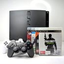 Sony PlayStation 3 PS3 Slim Console Bundle 160GB Black - 2 Controllers & 4 Games