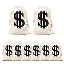 Canvas Money Bag Prop Pack of 8 – Coin Bags for Bank – Lightweight Canvas Drawstring Bags – Durable and Comfortable – Game for Kids, Ideal for Party Favors, Movie Props, Cosplay, Halloween
