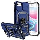 SKMY for iPhone SE Case 2022/3rd/2020,iPhone 8/7 Case,with Screen Protectors and Camera Cover,[Military Grade] 16ft.Drop Tested Cover with Magnetic Kickstand Protective Case for iPhone 8, Blue