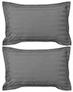Kuber Industries Cotton Luxurious Pillow Cover|Ultra Soft Satin Striped Pillow Case|Breathable & Wrinkle Free |Pack of 2(Grey)