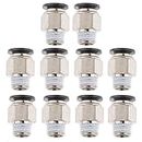 Magideal 10x Straight Connector Tube OD 10mm to 1/4 BSP Thread Pneumatic Air Fittings