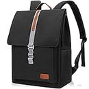Voova Travel Laptop Backpack,Vintage Business Work Commuter Back Pack for Men Women,Fashion Waterproof College School Bookbag, Black, 15.6 Inch