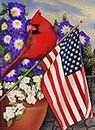 Covido Home Decorative 4th of July Cardinal Patriotic Garden Flag, American Memorial Day Yard Red Bird Dogwood Flower USA America Outside Decoration, Summer Outdoor Small Decor Double Sided 12x18