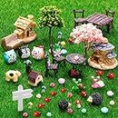 Skylety 64 Pièces Accessoires de Jardin de Fée Miniatures Kit d'Ornement Miniature de Mini Animaux Figurines d'animaux Accessoires de Micro Paysage Miniatures pour D�écoration de Maison de Poupée