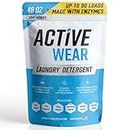 Active Wear Laundry Detergent & Soak - Formulated for Sweat and Workout Clothes - Natural Performance Concentrate Enzyme Booster Deodorizer - Powder Wash for Activewear Gym Apparel (90 Loads)