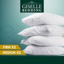 Giselle Hotel Pillow Bed Pillows 4 Pack Family Soft Medium Firm Cotton 48X73CM