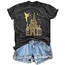 Magical Shirt for Women Magic Kingdom Tshirt Family Vacation Tee Castle Believe in The Magic Shirt Tie Dye Tops Dark Grey