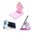 3 Pack Unicorn Phone Holder - Lovely Animal Adjustable Stand Desktop Cell Phone Stand, Creative Cartoon Multi-Function Desk Phone Stand, Smartphone Dock, Accessories Desk, Unicorn Gift for Girl