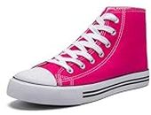 Hightop Canvas Sneakers, Pink, 8-Women