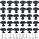 30 Pack Round Kitchen Cabinet Knobs, Fitepro 1.2" 30mm Flat Black Zinc Round Drawer Knob for Cabinets Dressers Drawers Cabinet Hardware with Screw