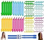 APOEM 40PCS Hair Curlers No Heat Magic Hair Rollers Wave and Spiral Curl Former Two Styles(30cm/12in) with 4PCS Styling Hooks Kit DIY Heatless Hair Curlers for Most Hairstyles Short and Medium