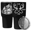Flaskimo Fishing and Hunting Gifts For Men and Women | 30oz Hunting and Fishing Tumbler | Gifts for Dad with Sliding Lid and Silicone Straw | Hunting/Fishing Gift