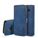 UEEBAI PU Leather Case for Samsung Galaxy S7, Vintage Retro Premium Wallet Flip Cover TPU Inner Shell [Card Slots] [Magnetic Closure] Stand Function Folio Shockproof Full Protection - Blue