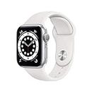 Apple Watch Series 6 GPS, boîtier en Aluminium Argent de 40 mm avec Bracelet Sport Blanc - Régulier (Reconditionné)