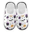 YYZZH Happy Halloween Scary Pumpkin Spider Bat Owl Pattern Fuzzy Feet Slippers Soft Non-Slip Indoor House Slippers Home Shoes For Bedroom Hotel Travel Spa For Women Men