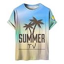 Mens T Shirt Men's 3D Printed Cool T Shirts Summer Casual Novelty Crewneck Short Sleeves Tees Large Mens Long Sleeve (4-Sky Blue, XXL) Polo Shirts for Men UK Hawaiian Shirts for Men Short Sleeve Tops