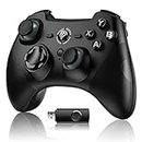 Wireless PC Game Joystick Controller, 2.4G Wireless Gamepad Joystick with Dual Vibration, 14 Hours of Playing Battery, for PC/PS3/TV Box/Nintendo Switch (Black)