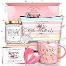 Gifts for Mom from Daughter Son, Mother's Day Gifts for Mom, Wife, Christmas Gifts, Birthday Gifts for Mom, Best Mom Ever Coffee Mug Set with Lavender Candles, Soap Make-up Bag, Keychain